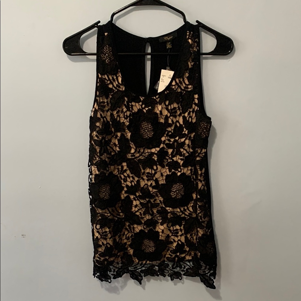 Cupio NWT small beautiful black and tan top